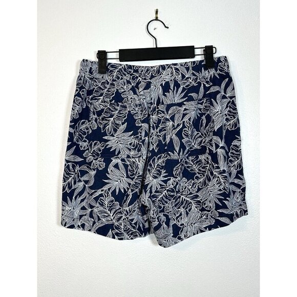 Briggs Linen Blend‎ Pull-On Shorts Small Tropical Print Blue White S Women’s - Picture 4 of 9